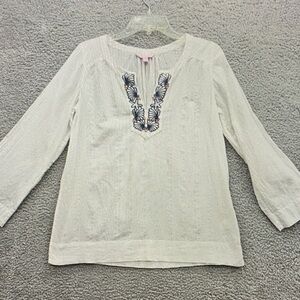 Embroidered White Women's Top